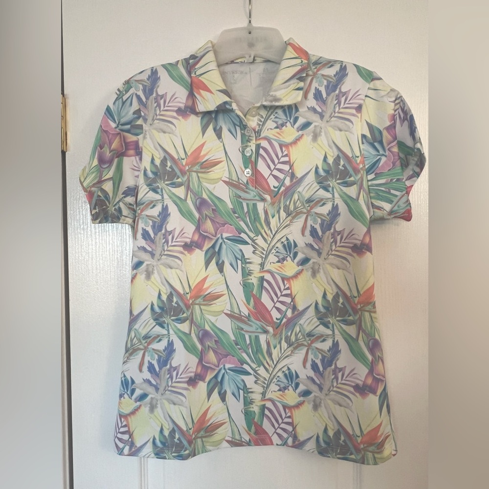Antigua White Floral Shirt.